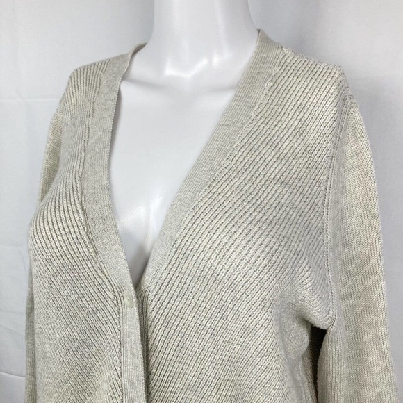 Cabi Cardigan Womens Sz M Gray V Neck Long‎ Sleeve Cotton Button Sweater - Picture 3 of 9